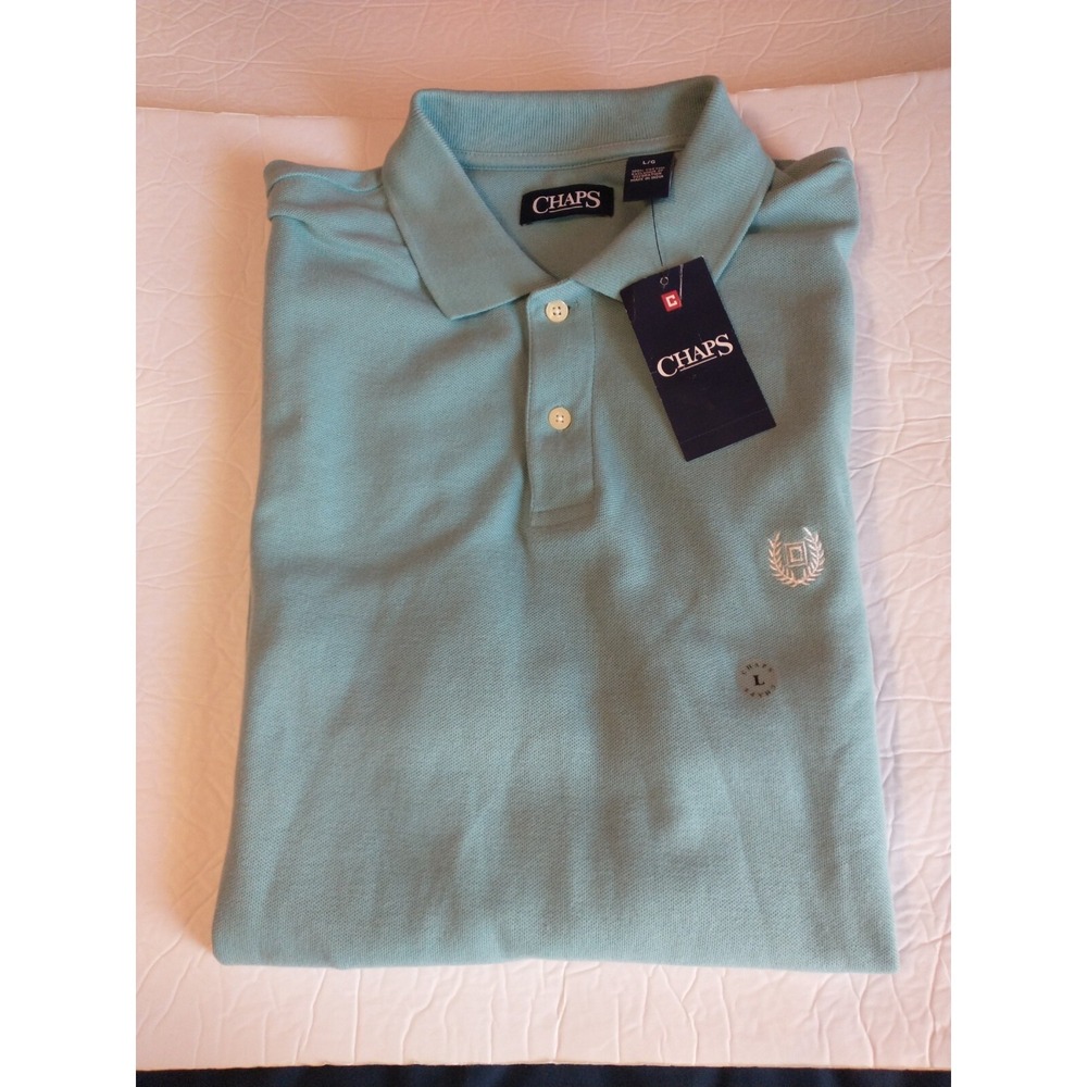 Men's Chaps Polo Shirt Large Jade Blue Short Sleeve Golf‎